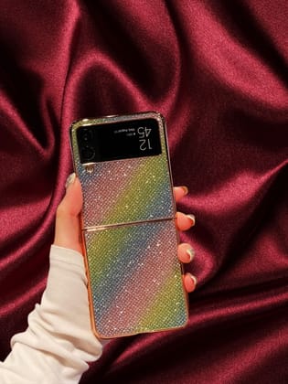 Rainbow Glitter 3D Diamond Pattern Luxury Cover-Samsung Galaxy Z Flip 3