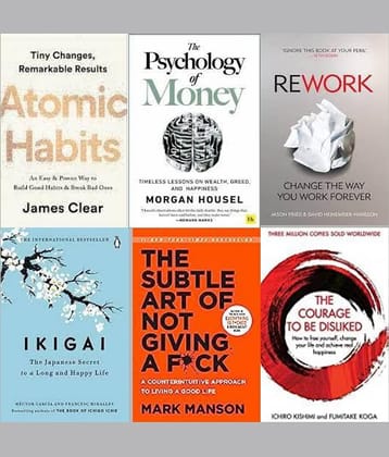 The Psychology Of Money+Ikigai+The Subtle Art Of Not Giving+Atomic Habits + Rework + The Courage To Be Disliked