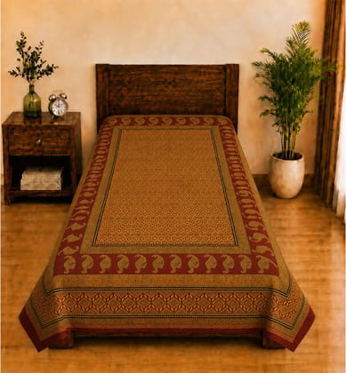 Hand Block Bagh Cotton Single Bedsheet 