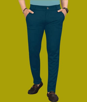 ikigai Slim Flat Men's Trouser - Teal ( Pack of 1 )