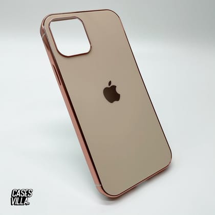 iPhone 12 Mini - MyCase Glass Finish Chrome Border Soft Case Cover-Rose Gold