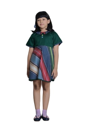 DE CHEVALERiE en Rouge - Amber Magpie Frock - Green   5- 6 Years