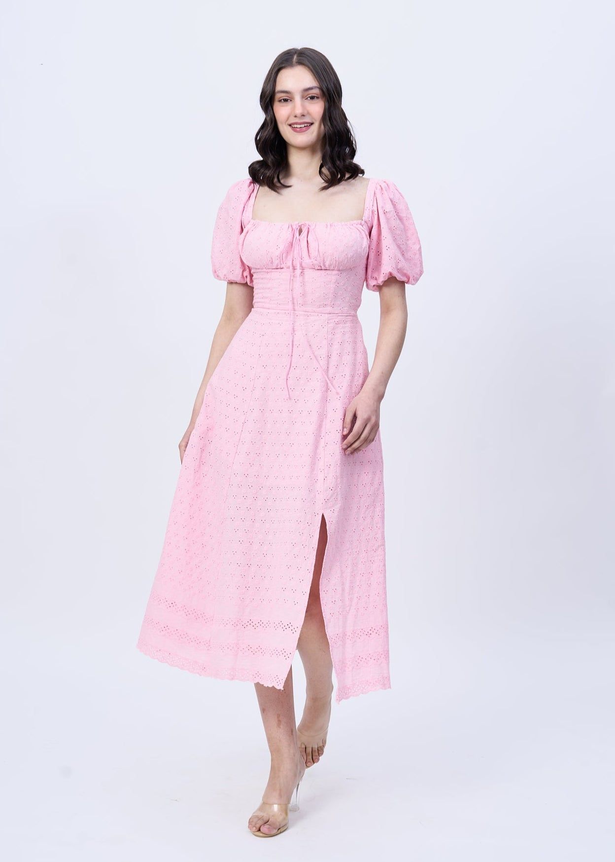 Peony fit and flare dress (pink)-Pink / XS