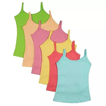 PHPL Cotton Casual Regular Fit Camisole for Girls Pack of Six Multicolor