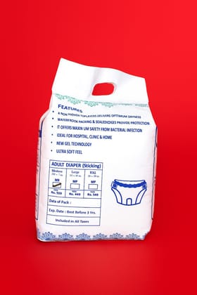 A Care Touch Adult Diaper Sticking Style | Adult Diaper Medium Size Waist |10 hr Absorption-Protection | Unisex with Wetness Indicator | Odour Control | Goodness of Aloe Vera | (10 Units, Pack of 1)