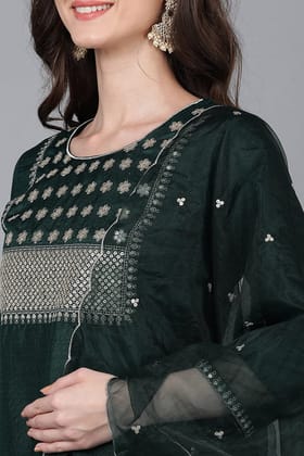 Green Poly Silk Solid Straight Suit Set PKSKD1549 Green Poly Silk Solid Straight Suit Set PKSKD1549