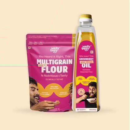 The Flour & Oil Duo a combination of Welly Bellys essentials, including Multigrain Flour and Groundnut Oil