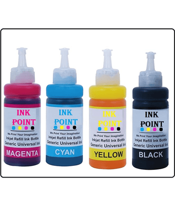INK POINT Multicolor Four bottles Refill Kit for Refill Ink For E_pson Printer T664 L555, L350 , L355 , L360 , L361, L365, L380