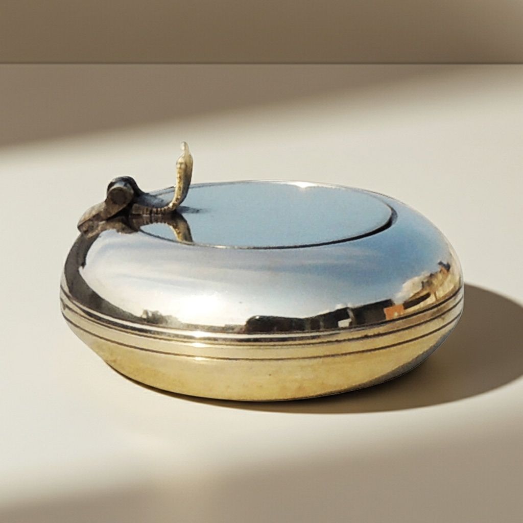 Handmade Brass Ashtray | Elegant Table Decor, Height : 1.4 Inch (ZMAS156 D)