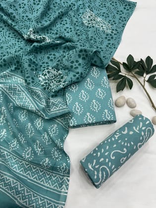 Pure Cotton Unstitched Suit With Cotton Dupatta