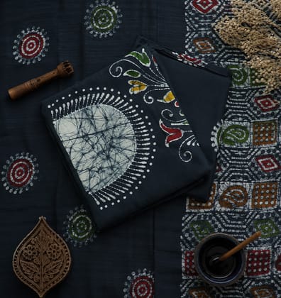 Handcrafted Batik Print 3 Piece Unstitched Cotton Suit set