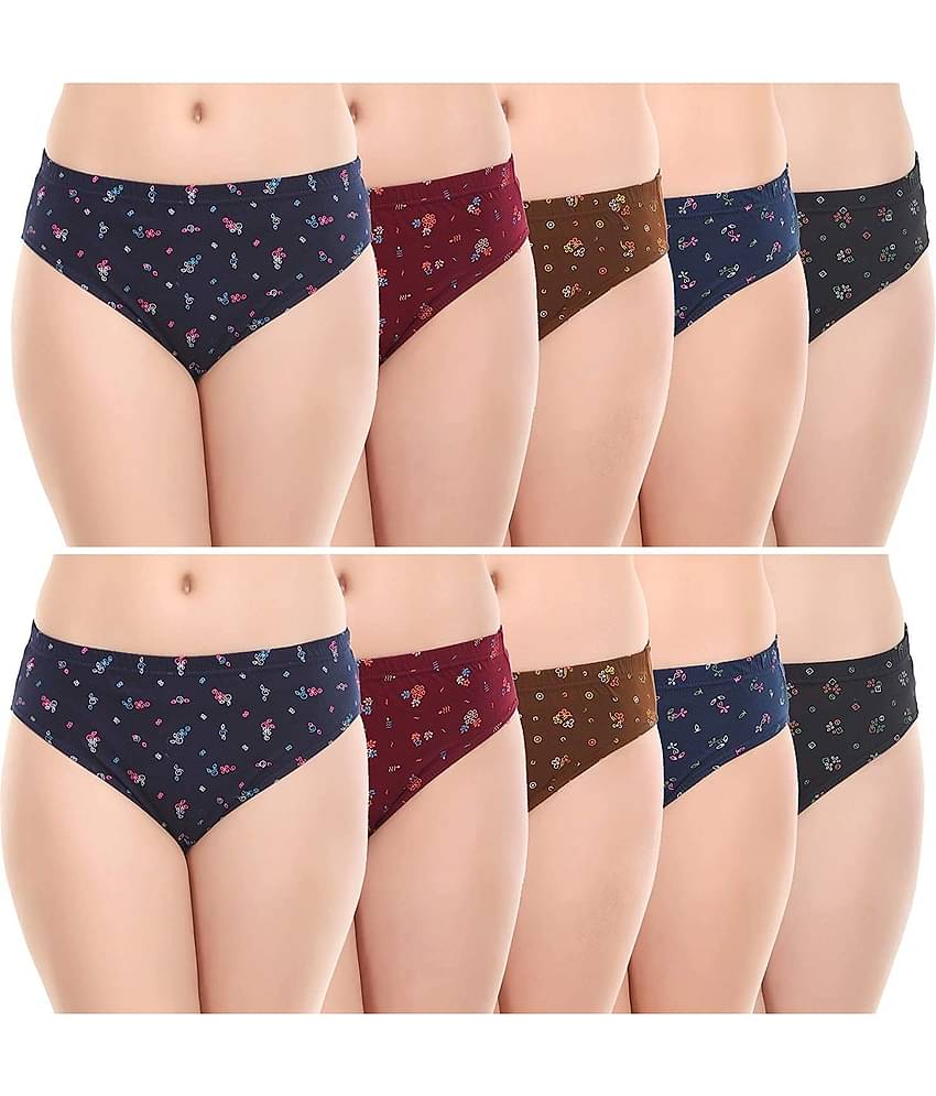 XMER Pack of 10 Cotton Hipster For Women ( Multicolor )