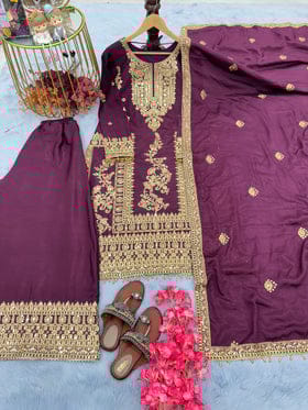 Party Wear Look Pure Silk Top Plazzo & Dupatta Set