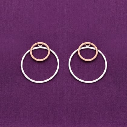 Entwined Orbs Dangler Silver Earrings-None / Silver & Rose Gold