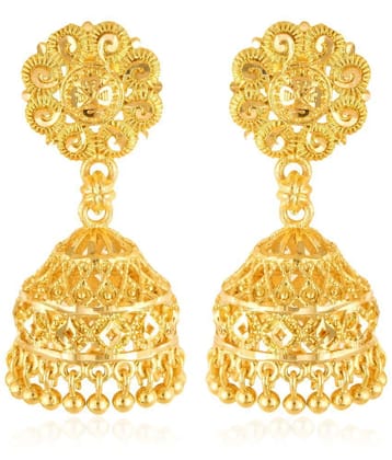 VIVASTRI Golden Jhumki Earrings ( Pack of 1 ) - Golden