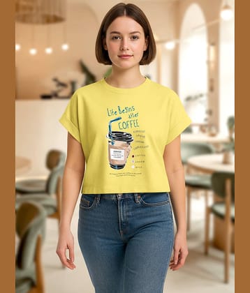 HELLCAT Boxy Fit Crop Tshirt for Women | Women's Folded Sleeve Crop Tshirt_Yellow6