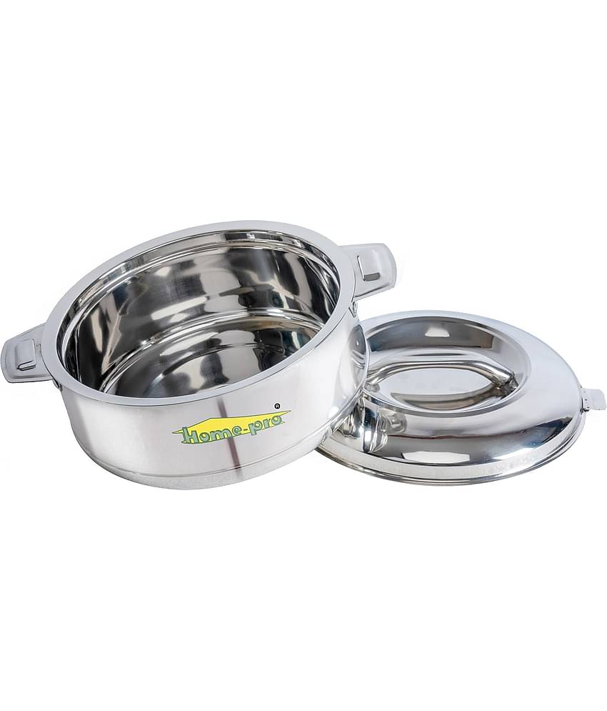 HomePro - Classy Casserole Silver Steel Serve Casserole ( Set of 1 , 1500 mL )