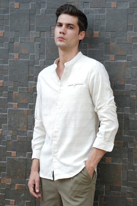 Quizz - Structured Striped Shirt - Beige-S-38 / BEIGE