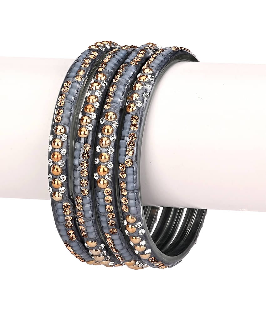 Somil Bridal Wedding Party Collection Festival Glass Kada Set Grey With Box