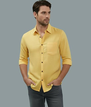 Yugnik Cotton Blend Slim Fit Full Sleeves Men's Formal Shirt - Orange ( Pack of 1 )