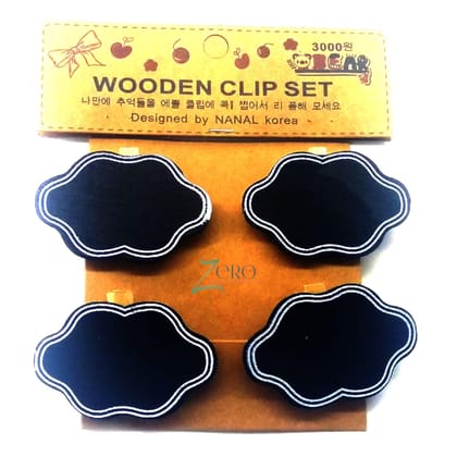 Mini Black Board Wooden Clips - Dream Designer Shape - 4 Pcs Set Mini Black Board Wooden Clips - Dream Designer Shape - 4 Pcs Set