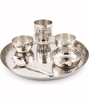 Visaxmi VX-HMR-DS06 Plain Stainless Steel Dinner Set ( Pack of 6 ) Silver