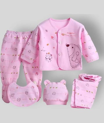ICABLE - Pink Cotton Baby Boy,Baby Girl Tops & Bottoms Sets ( Pack of 5 )
