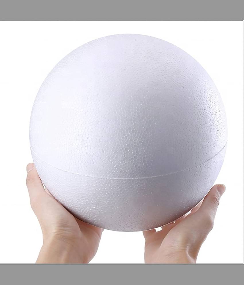 PRANSUNITA Football Size Big Styrofoam White Smooth Ball for Arts & Crafts, DIY Crafts Making, Ornaments Decoration, School Projects, Solar System models – Size - 20 cm ( 8 inch )