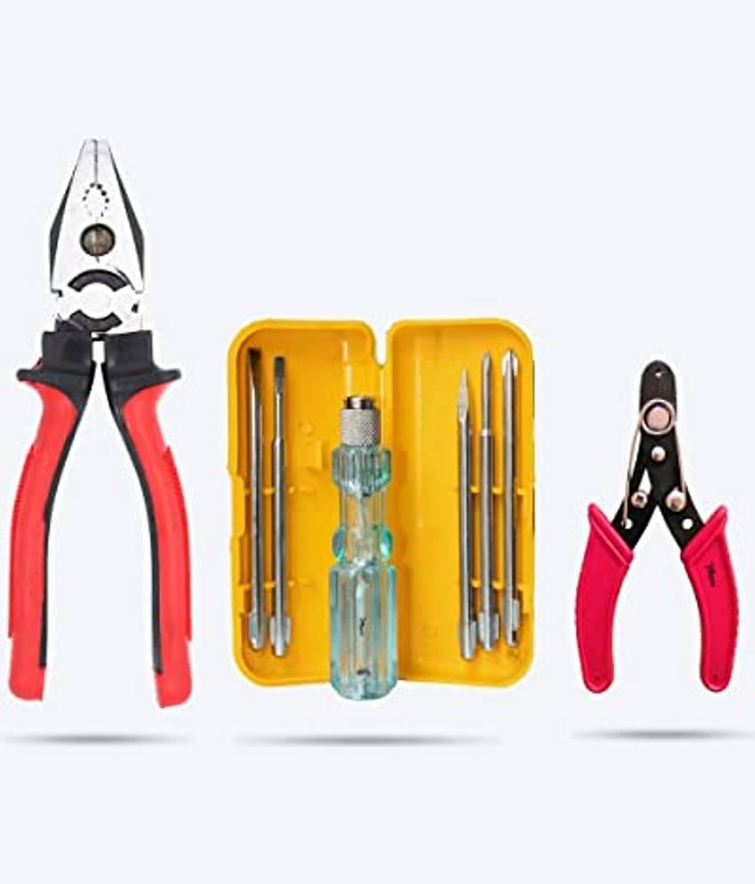 Aldeco Heavy duty Grip Combination Plier (Pilash), Cutter, 5in1 Screw Driver Set. Perfect Combination of Hand Tools.