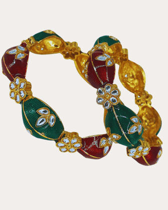 Multi colour 2.4 size kundan stone fitted  bangle for women