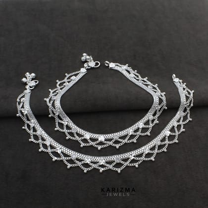 Real Sterling Silver Indian women pretty gift Anklets Ankle Pair 10.5"