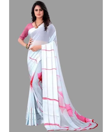 Sanwariya Silks Georgette Printed Saree With Unstitched Blouse Piece ( Multicolor )