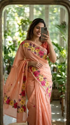 New ArrivalsFabric :- Premium kota with floral embroidery Work in full saree with crosio lace border  blouse