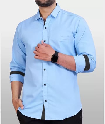 JEEVAAN - THE PERFECT FASHION Cotton Blend Regular Fit Solids Full Sleeves Men's Casual Shirt - Blue ( Pack of 1 )