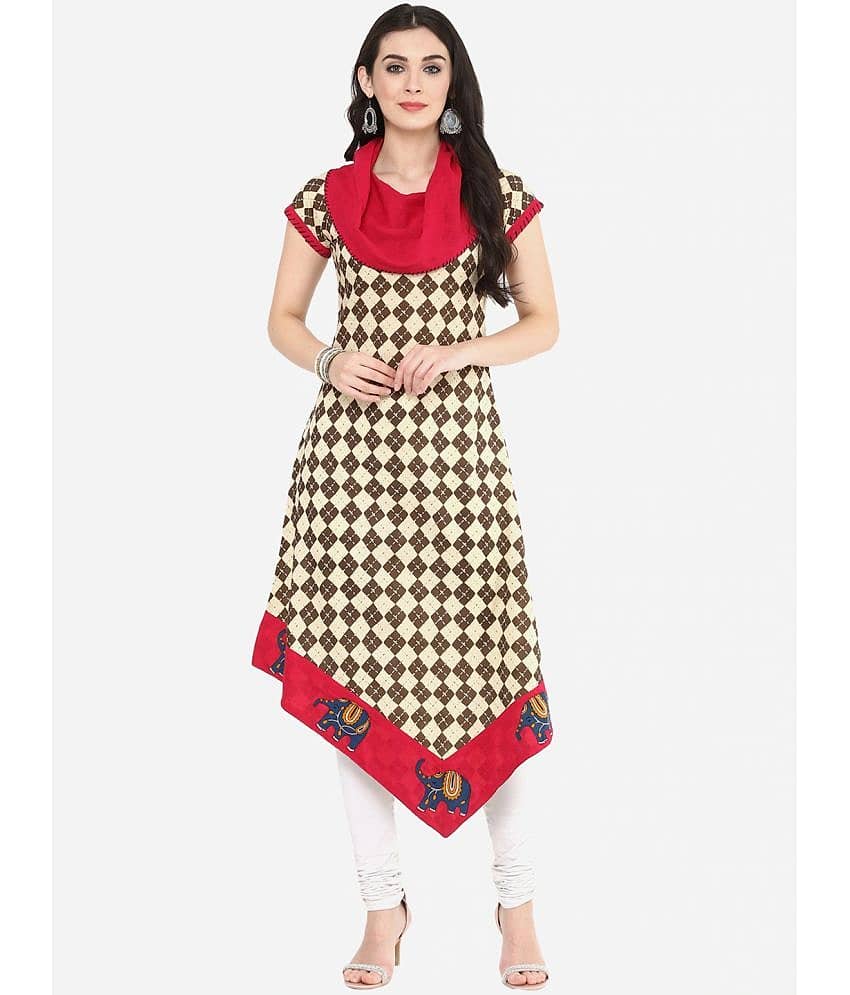 Yash Gallery - Multicolor Cotton Women's Asymmetrical Kurti ( Pack of 1 )