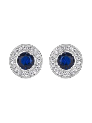 Blue Sapphire Stud Earrings In 925 Sterling Silver