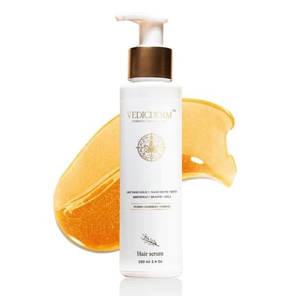 VEDICDERM 24Kt Nano Gold Hair Serum 100ml | Soothing Scalp Care For Psoriatic, Sensitive Scalp | Reduces Itching, Flaking & Redness | Strengthens Hair & Hydrates Scalp | Paraban & Sulfate Free Formula