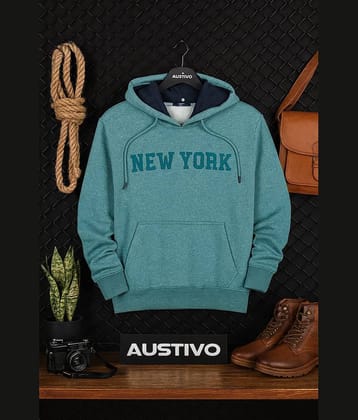 AUSTIVO Cotton Blend Hooded Men's Sweatshirt - Green ( Pack of 1 )