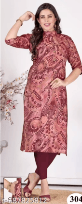 Muslin Tai Patti Straight Kurta with Buttons & Side Pocket  Elegant Wear
