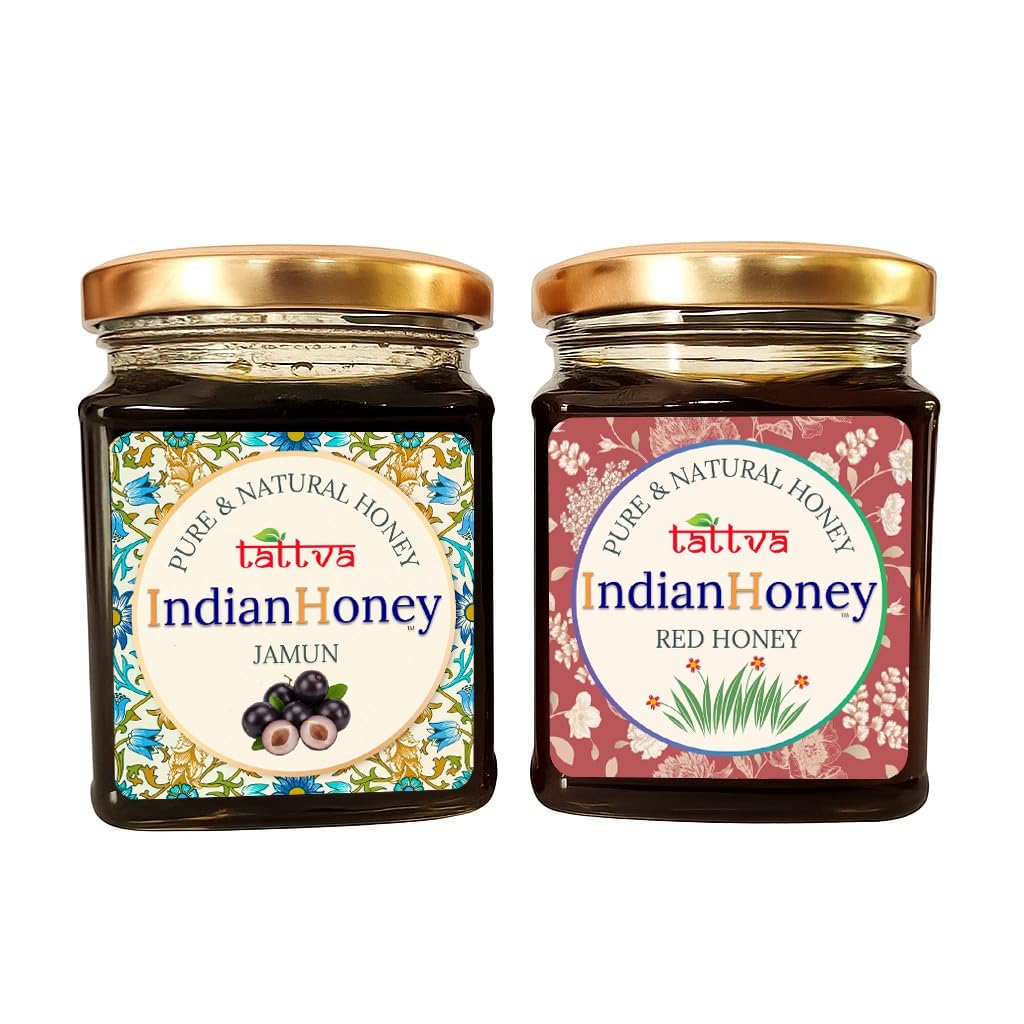 IndianHoney Red Honey & Diabetics-Friendly Jamun Honey Combo Pack (230gm & 230gm)