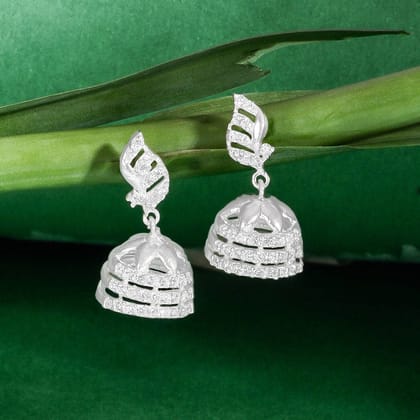 92.5 silver zircon bell shaped earring