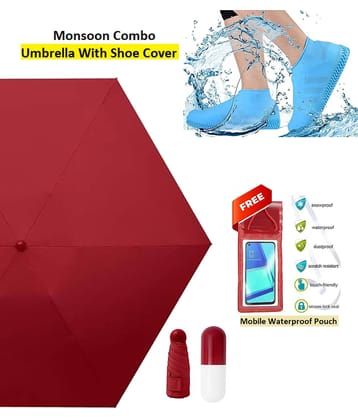 RAMDEV ENTERPRISE Maroon 1 Fold Umbrella