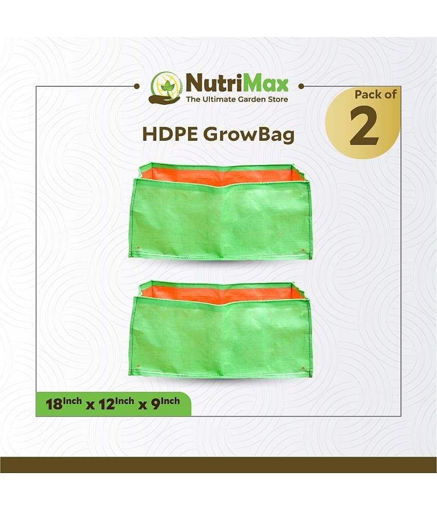 Nutrimax HDPE 200 GSM Growbags 18 X 12 X 9 inch Pack of 2 Outdoor Plant Bag