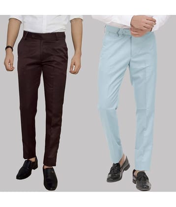 Kundan - Multicolor Cotton Blend Regular - Fit Men's Formal Pants ( Pack of 2 )