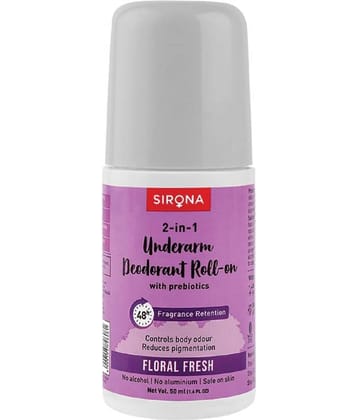 Sirona Underarm Roll On Deodorant for Women & Men | Removes Odour, Long Lasting  | Floral Fresh - 50ml