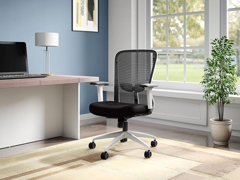 Thrill Mid Back Fabric Ergonomic Office Chair (Black) (1 Year Warranty, Adjustable Armrest)