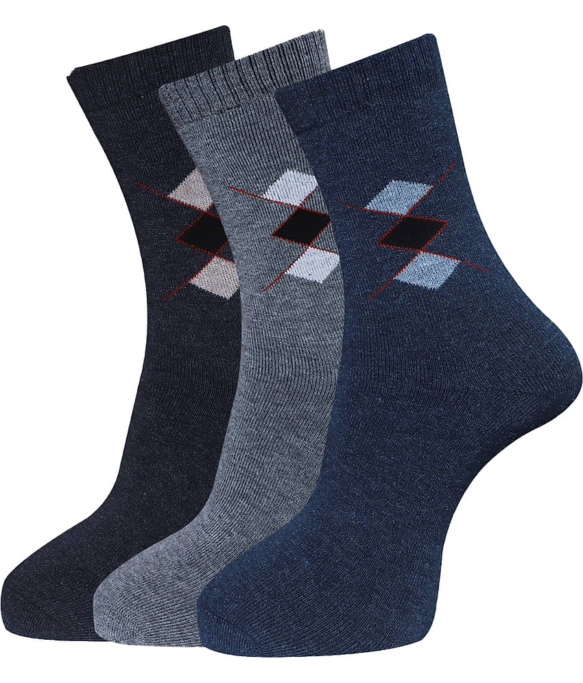 Dollar - Woollen Men's Argyle Multicolor Full Length Socks ( Pack of 3 )