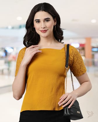Lace Top - Mustard-2XL / Mustard