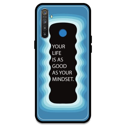 'Your Life Is As Good As Your Mindset' - Blue Glossy Metal Silicone Case For Realme Models-Realme 5