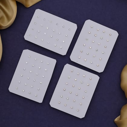White Color Stud Earrings Combo Of 48 Pairs (STUD215CMB)-Length: 0.30 CM x Width: 0.30 CM / White / Alloy With Good Quality Gold &amp; Silver Plated